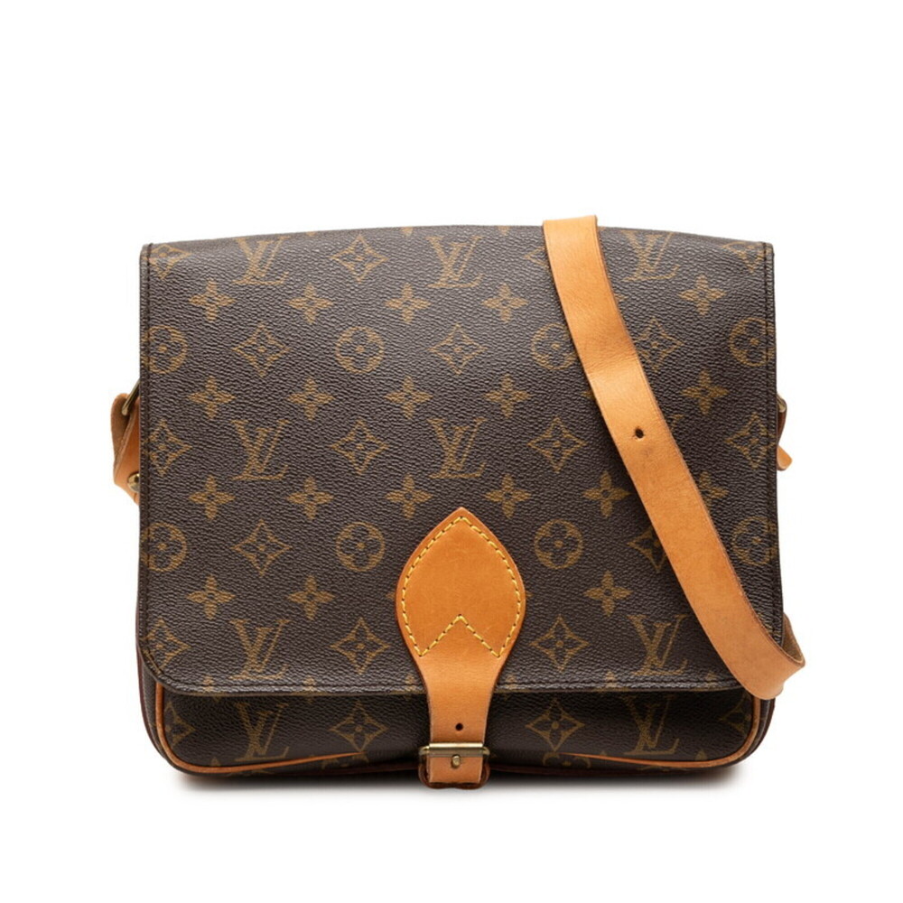 Louis Vuitton Monogram Cartouchiere GM Crossbody Shoulder Bag M51252 Brown Le...